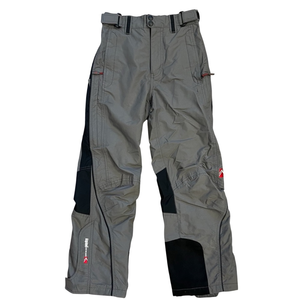 ALPINE DESIGN EUC Kids Medium Unisex Ski Snow Pants Winter Gray Black Velcro